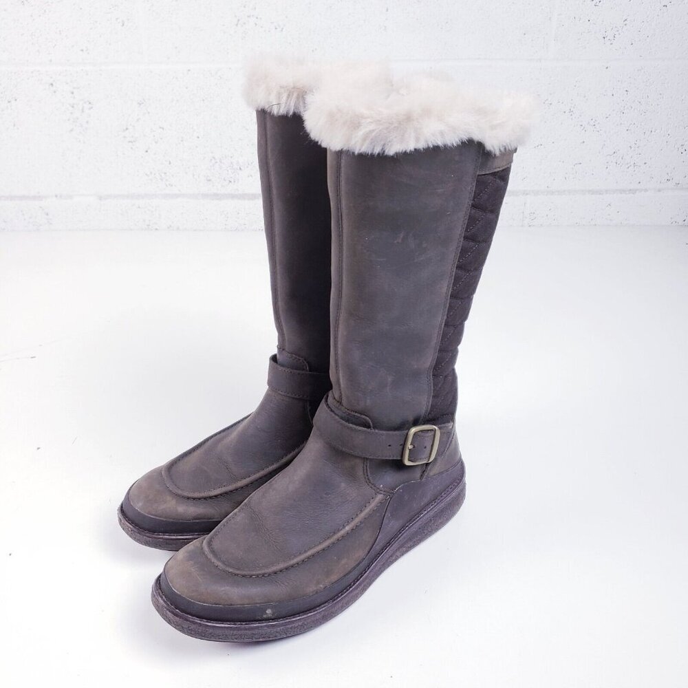 Merrell Brown Leather Faux Fur‎ Tremblant Ezra Tall Waterproof Boot Women Size 7